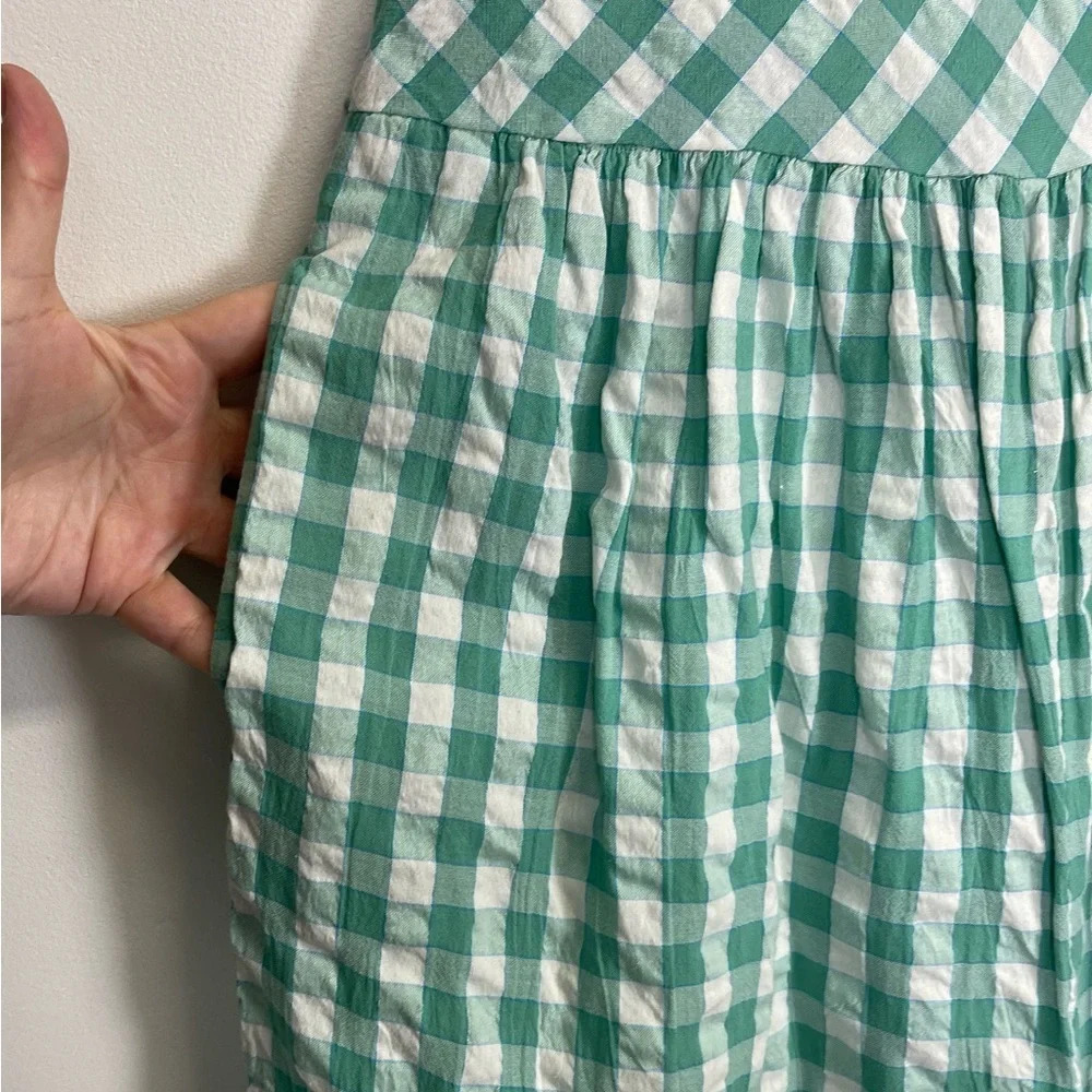 NEW Nordstrom Jumpsuit Womens XS Green White Gingham Sleeveless Tie Back NWOT - Picture 5 of 15